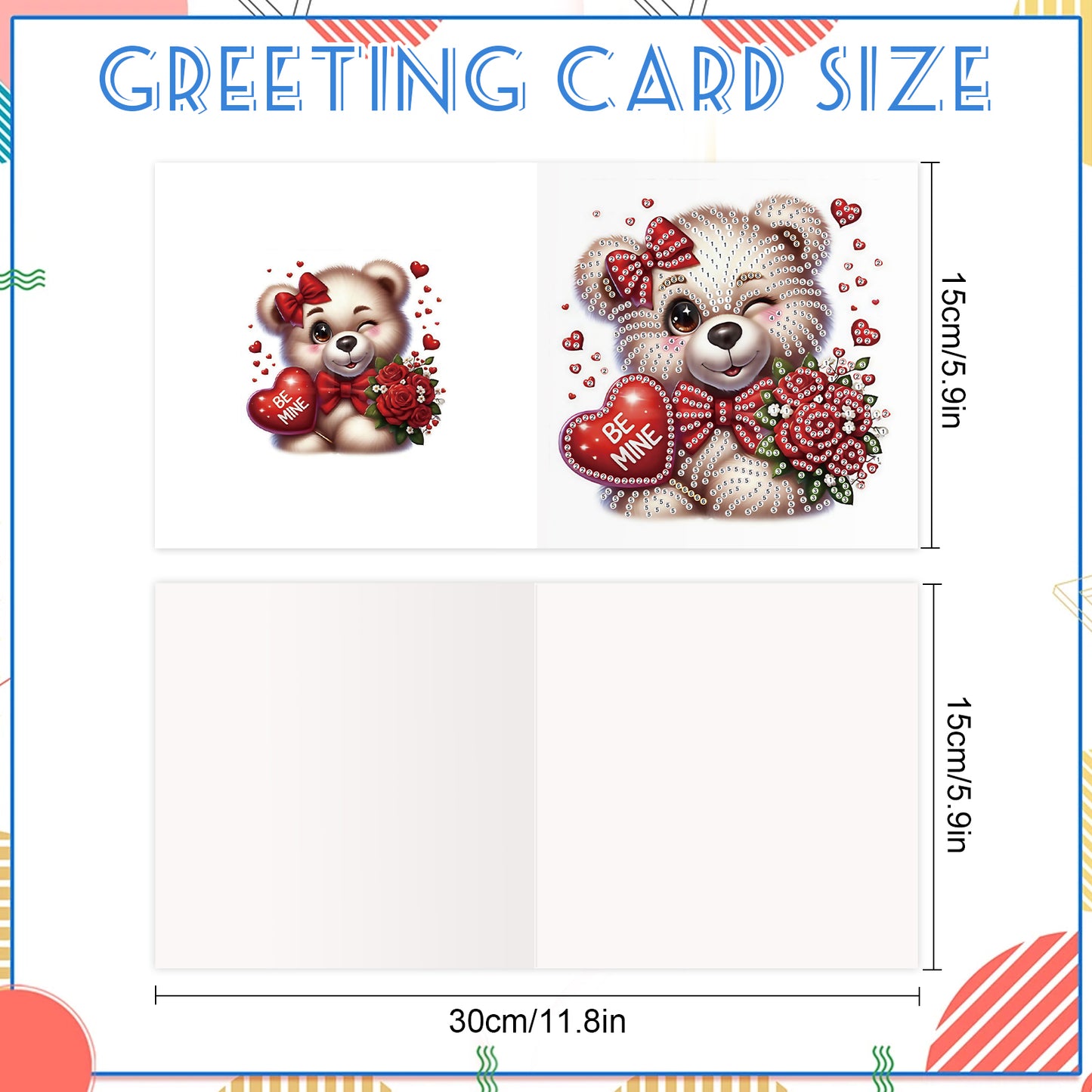 12Pcs Valentines Bear Dog DIY Diamond Painting Greeting Cards for Adults Gifts