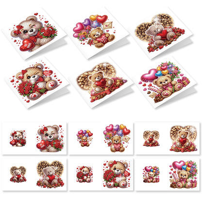 12Pcs Valentines Bear Dog DIY Diamond Painting Greeting Cards for Adults Gifts