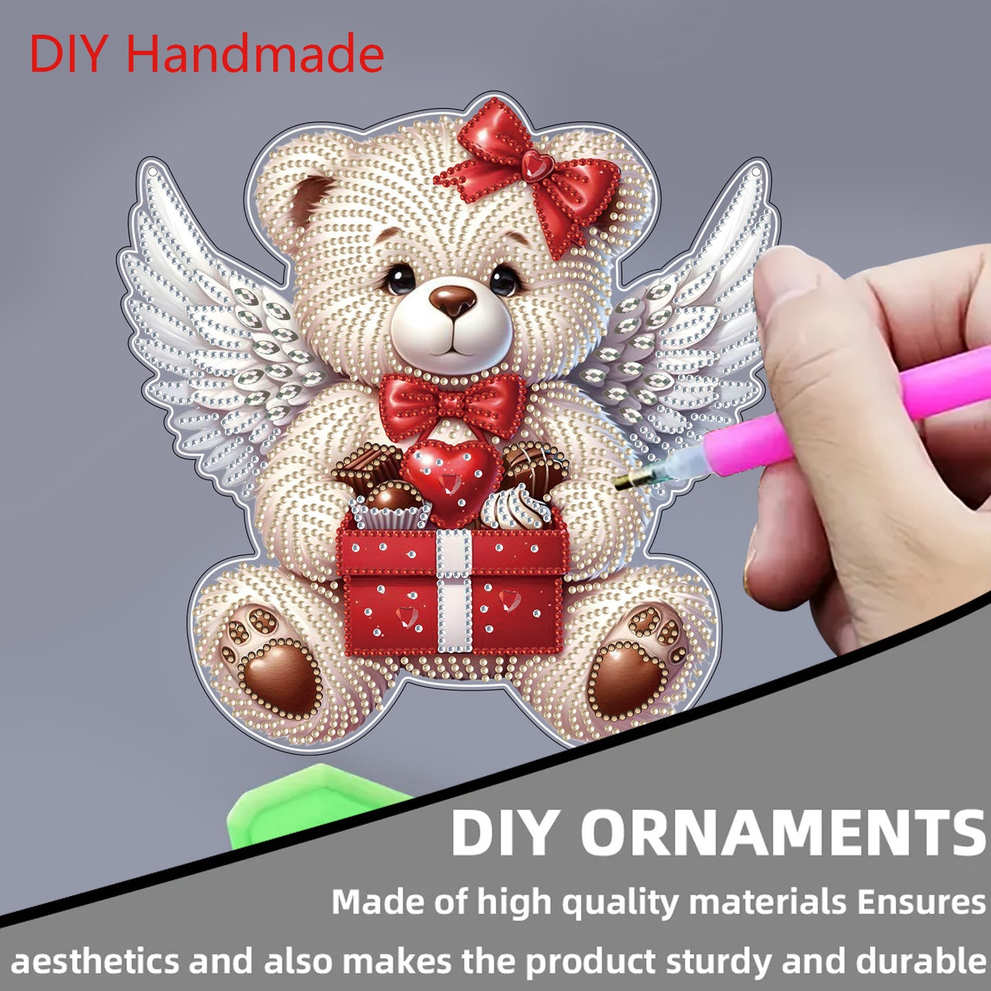 Valentine Day 2D Flat DIY Diamond Art Pendant Diamond Painting Crafts Set (Bear)