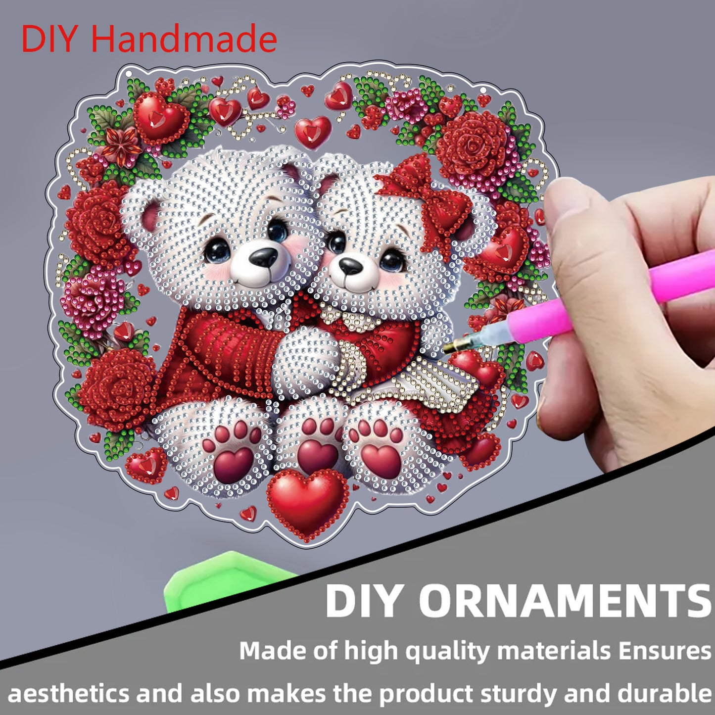 Valentine Day 2D Flat DIY Diamond Art Pendant Diamond Painting Crafts Set (Bear)