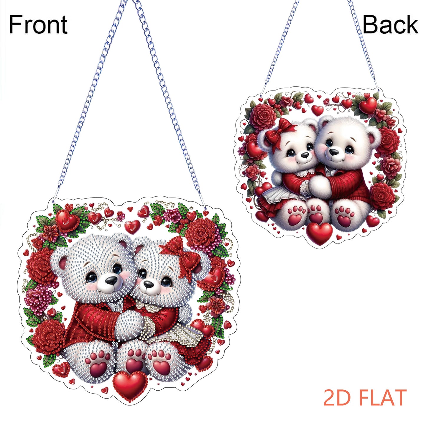 Valentine Day 2D Flat DIY Diamond Art Pendant Diamond Painting Crafts Set (Bear)