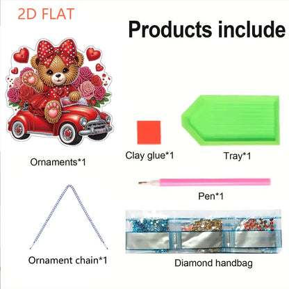 Valentine Day 2D Flat DIY Diamond Art Pendant Diamond Painting Crafts Set (Bear)