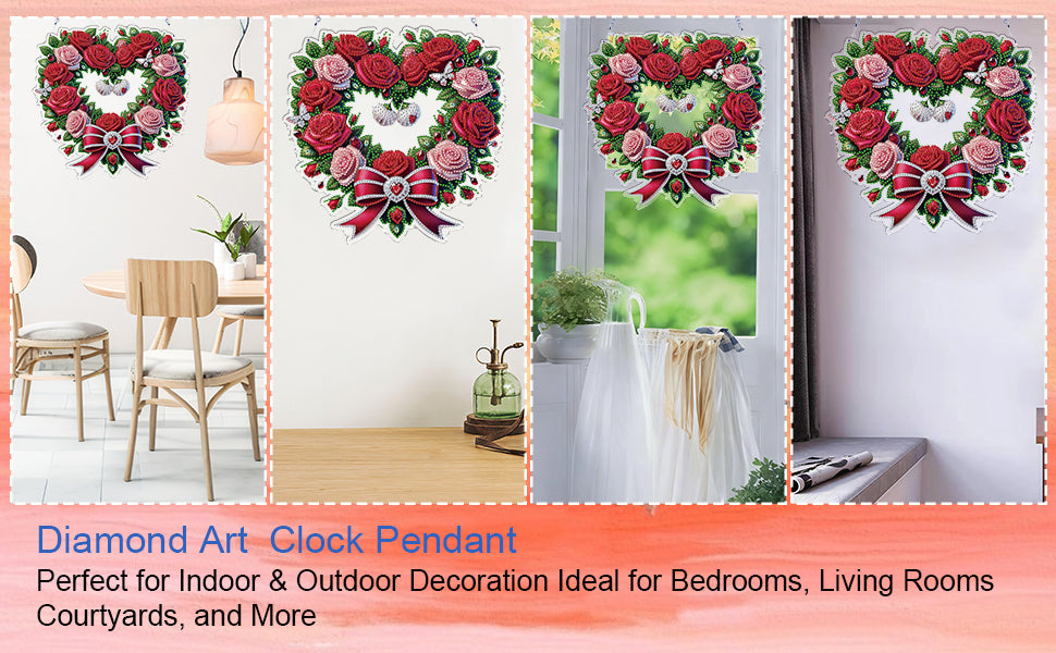 Valentine Day 2D Flat DIY Diamond Art Pendant Diamond Painting Set (Wreath)