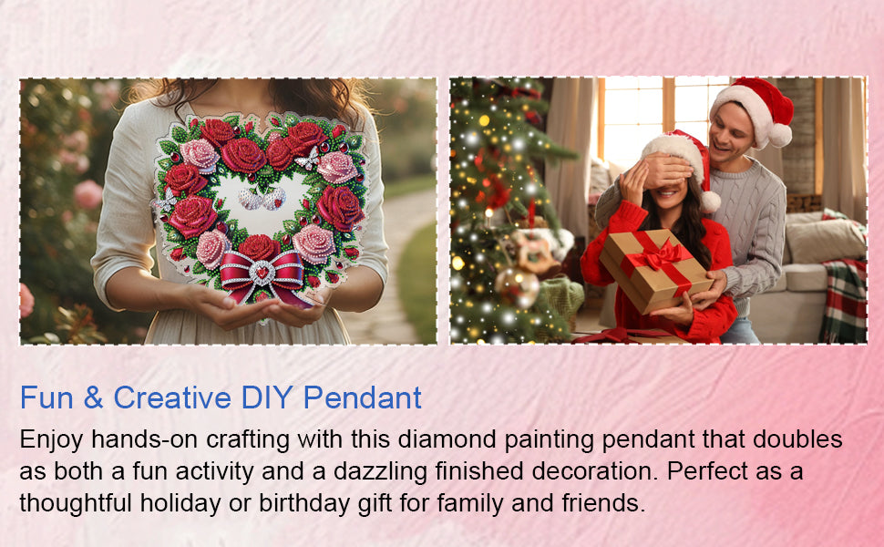 Valentine Day 2D Flat DIY Diamond Art Pendant Diamond Painting Set (Wreath)