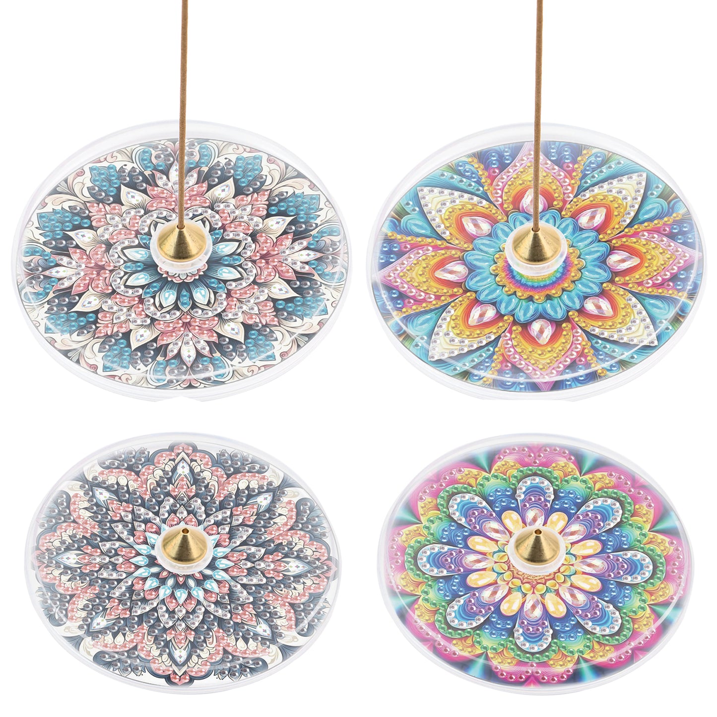 4pcs DIY Diamond Painting Incense Tray Incense Burner Stick Holder (Mandala)