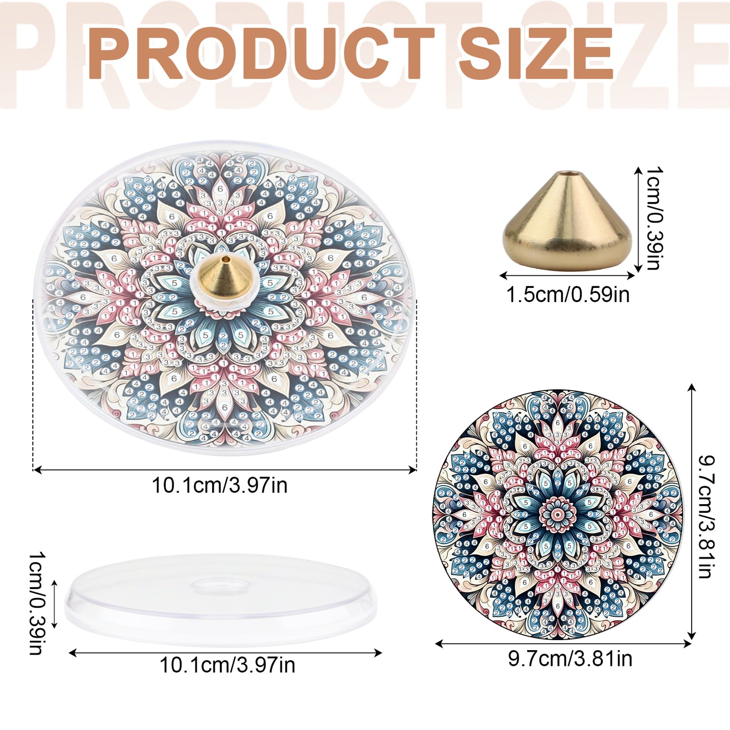 4pcs DIY Diamond Painting Incense Tray Incense Burner Stick Holder (Mandala)