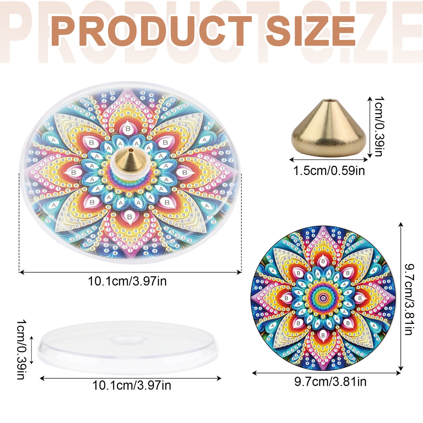 4pcs DIY Diamond Painting Incense Tray Incense Burner Stick Holder (Mandala)