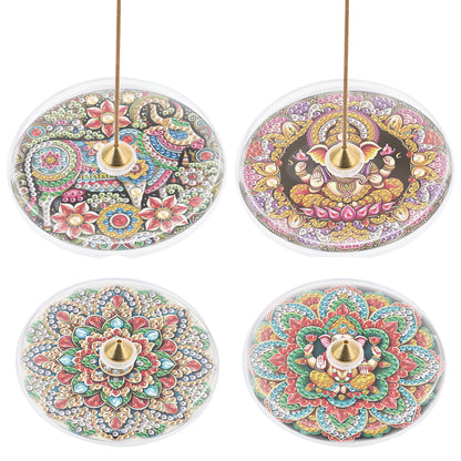 4pcs DIY Diamond Painting Incense Tray Incense Burner Stick Holder (Mandala)