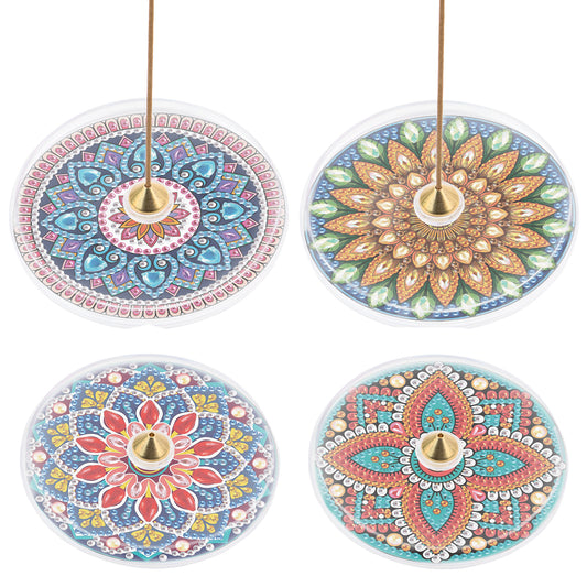 4pcs DIY Diamond Painting Incense Tray Incense Burner Stick Holder (Mandala)