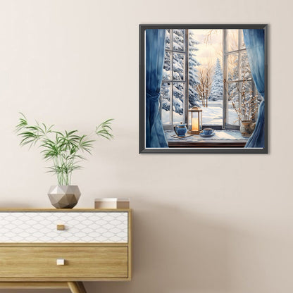 Winter Scene Outside The Window - Full Round Drill Diamond Painting 30*30CM