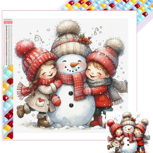 Snowman Building - Full Square Drill Diamond Painting 30*30CM