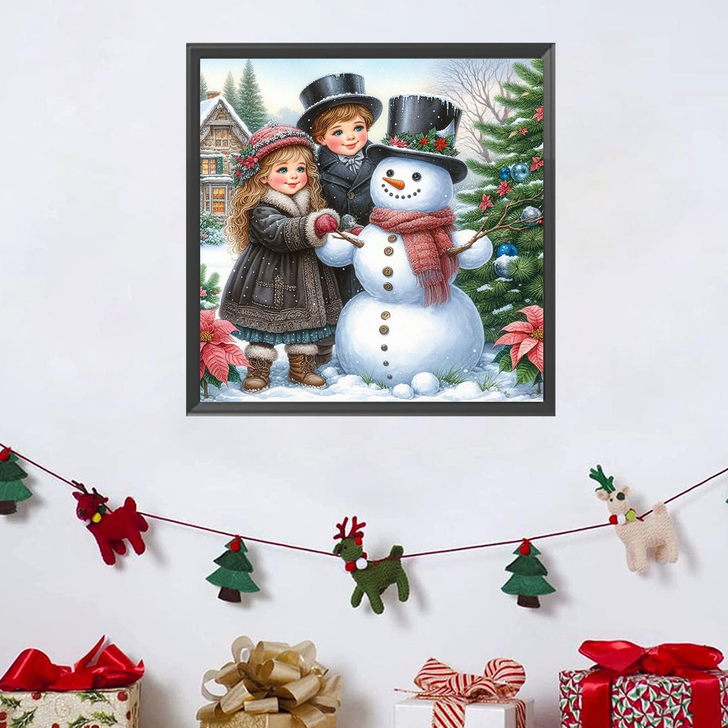 Snowman Building - Full Square Drill Diamond Painting 30*30CM