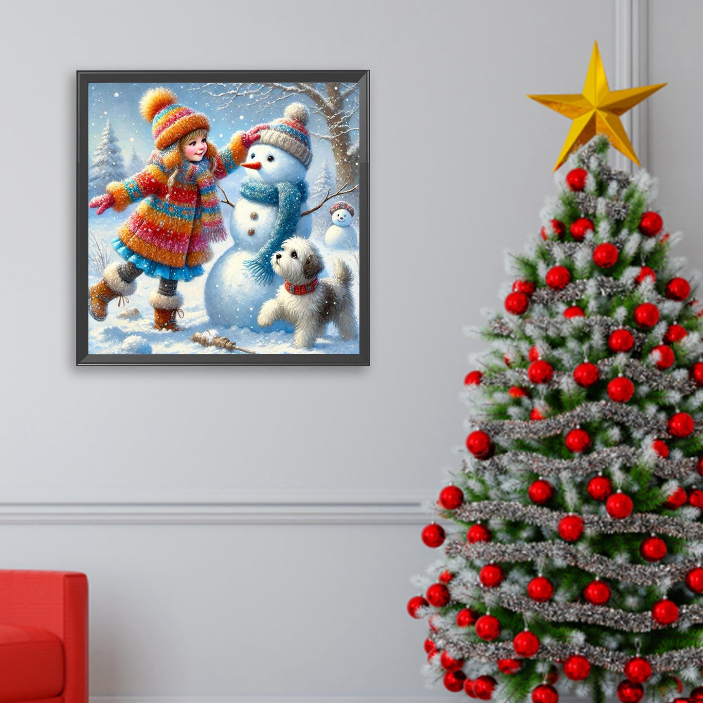 Snowman Building - Full Square Drill Diamond Painting 30*30CM