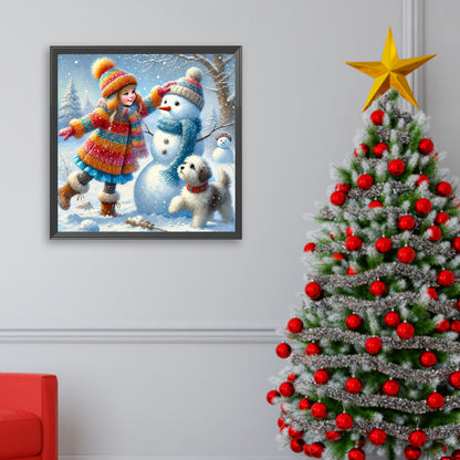 Snowman Building - Full Square Drill Diamond Painting 30*30CM