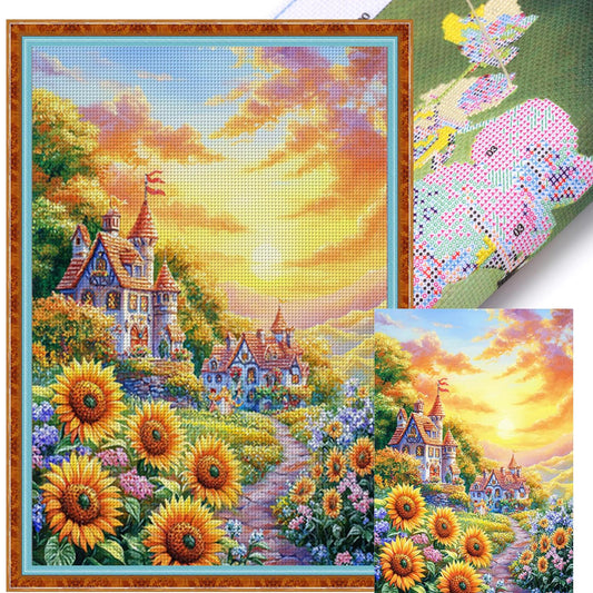 Sunflower Landscape - 11CT Stamped Cross Stitch 50*70CM (Mona Lisa Brand)