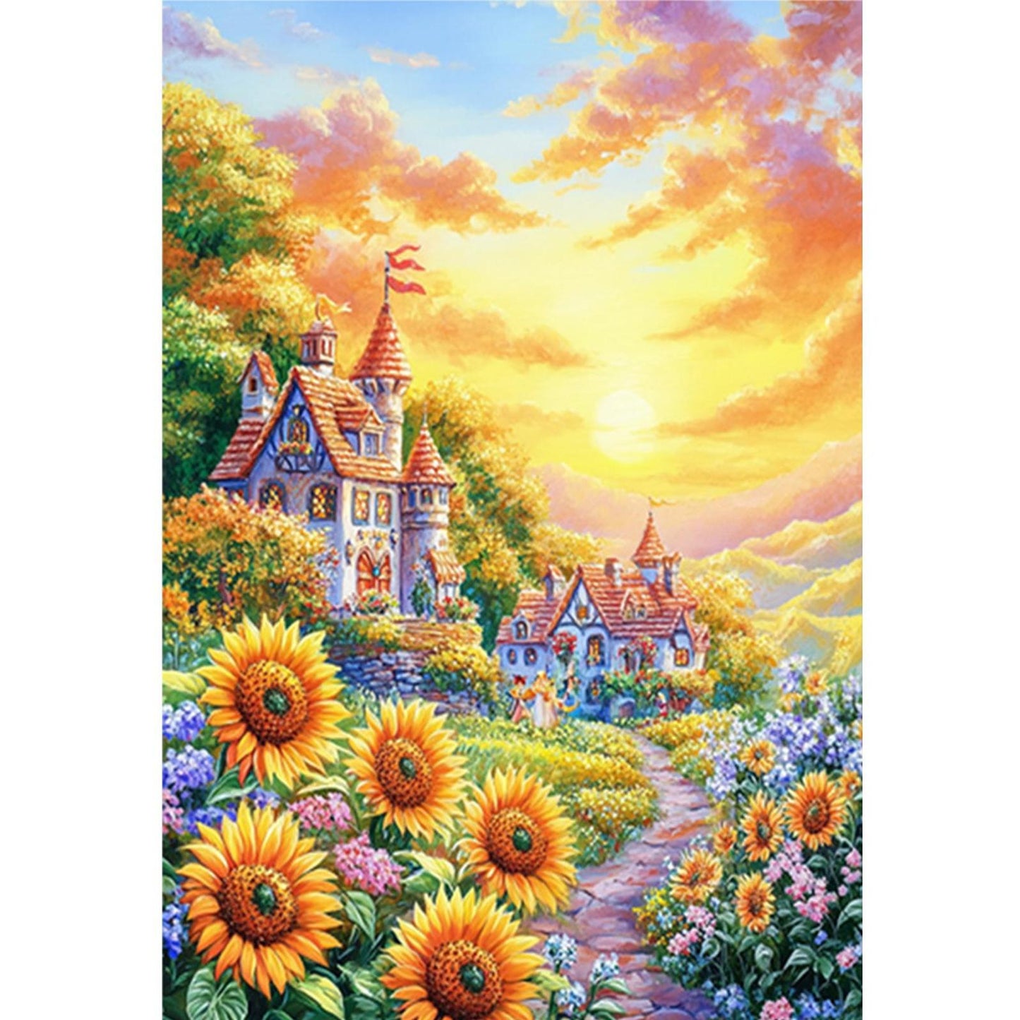 Sunflower Landscape - 11CT Stamped Cross Stitch 50*70CM (Mona Lisa Brand)