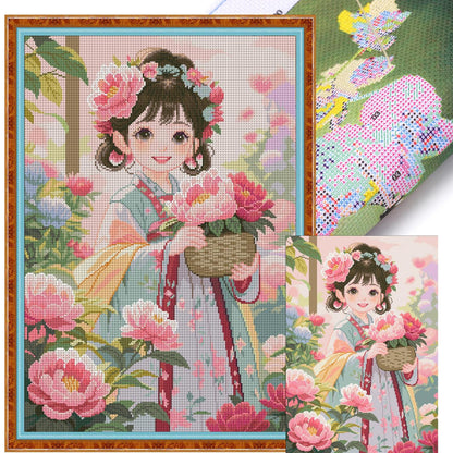 Ancient Style Girl - 11CT Stamped Cross Stitch 50*70CM (Mona Lisa Brand)