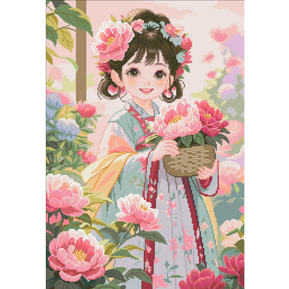 Ancient Style Girl - 11CT Stamped Cross Stitch 50*70CM (Mona Lisa Brand)