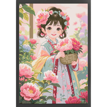 Ancient Style Girl - 11CT Stamped Cross Stitch 50*70CM (Mona Lisa Brand)