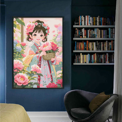 Ancient Style Girl - 11CT Stamped Cross Stitch 50*70CM (Mona Lisa Brand)