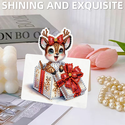 6 Packs Christmas Reindeer DIY Diamond Painting Greeting Card Kit for Adult Gift