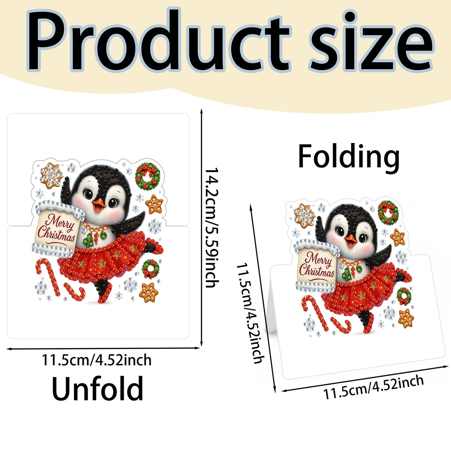 6 Packs Christmas Penguin DIY Diamond Painting Greeting Card Kit for Adults Gift