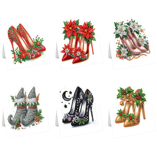 6 Packs High Heels DIY Diamond Painting Greeting Card Kit for Adults Gifts