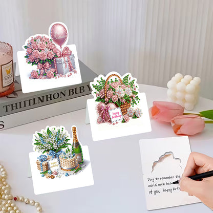 6 Packs Birthday DIY Diamond Painting Greeting Card Kit for Adults Holiday Gifts