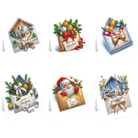 6 Packs Christmas DIY Diamond Painting Greeting Card Kit for Adults Holiday Gift