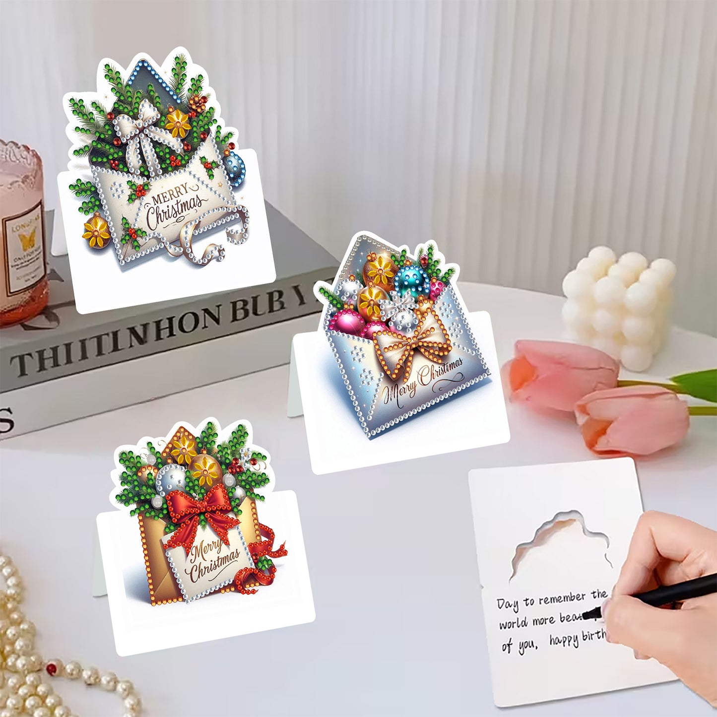 6 Packs Christmas DIY Diamond Painting Greeting Card Kit for Adults Holiday Gift