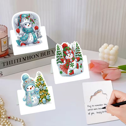 6 Packs Snowman DIY Diamond Painting Greeting Card Kit for Adults Holiday Gifts