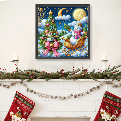 Snowman And Christmas Tree - Full Round Drill Diamond Painting 40*40CM
