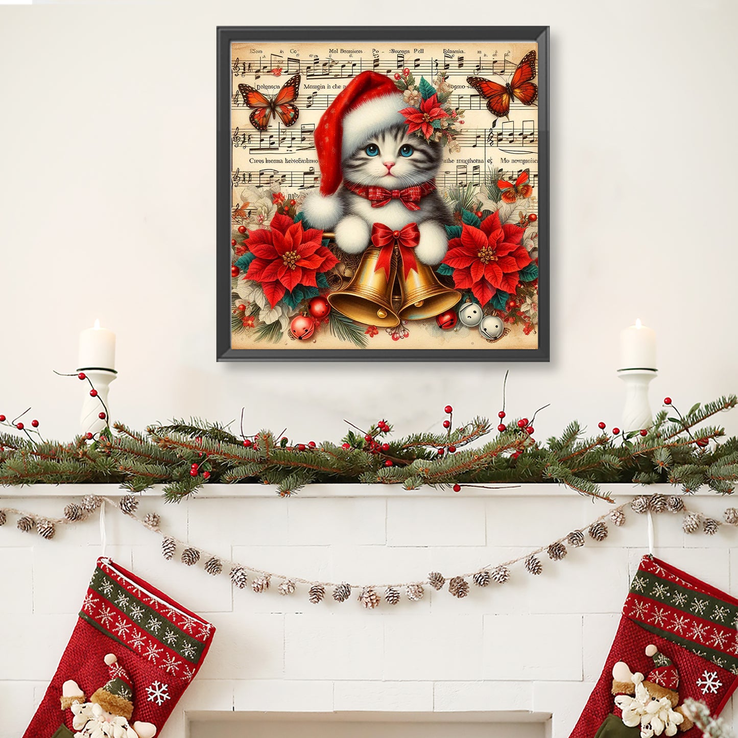 Christmas Cat - Full Round Drill Diamond Painting 40*40CM
