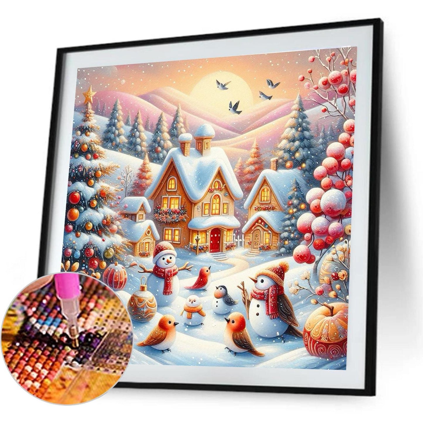 Christmas Snow Scene - Full Round Drill Diamond Painting 40*40CM