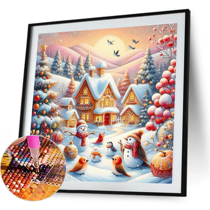 Christmas Snow Scene - Full Round Drill Diamond Painting 40*40CM