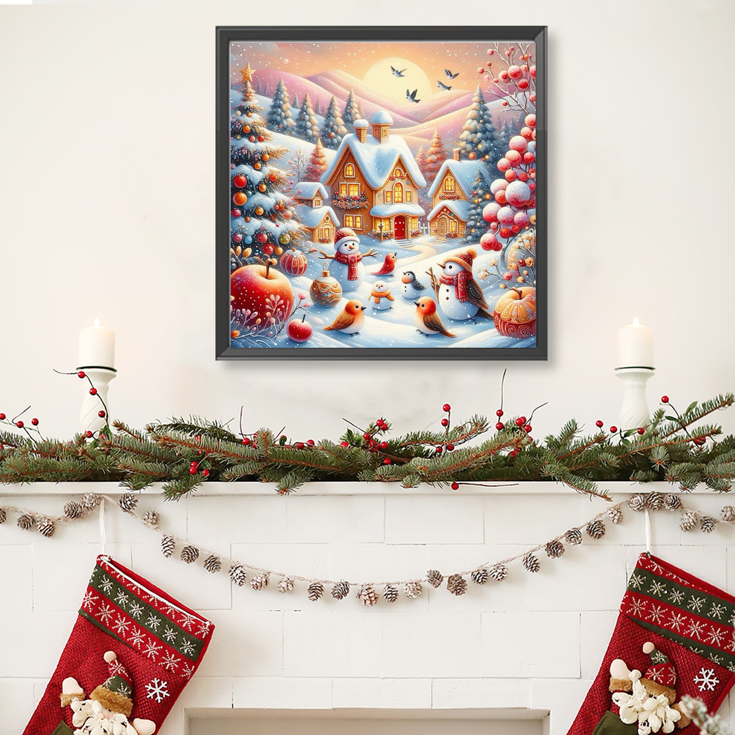 Christmas Snow Scene - Full Round Drill Diamond Painting 40*40CM