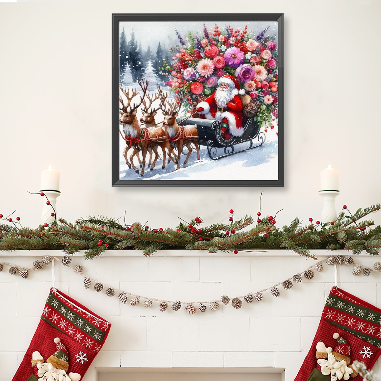 Christmas Sleigh And Santa Claus - Full Round Drill Diamond Painting 40*40CM