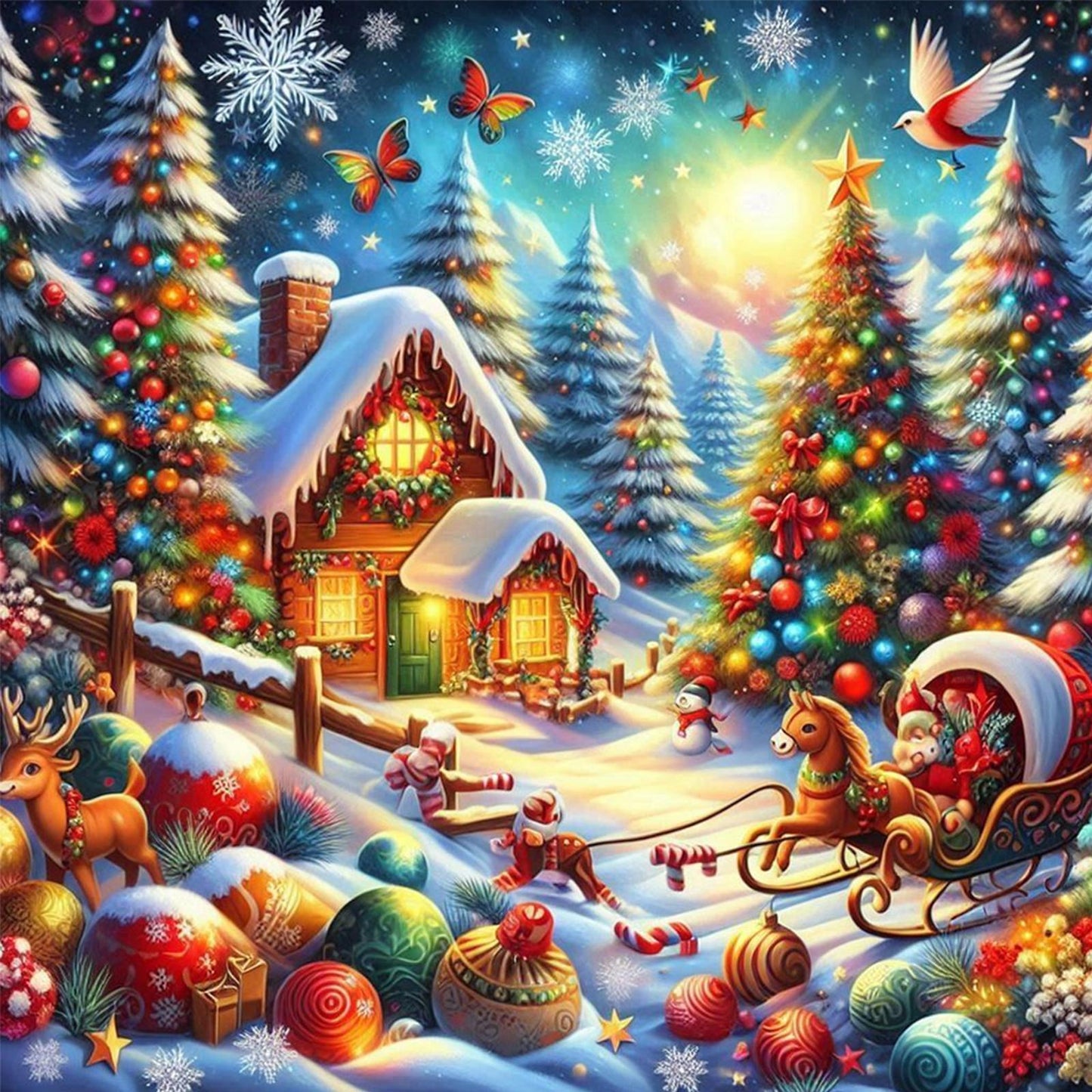 Christmas Cottage - Full Round Drill Diamond Painting 40*40CM