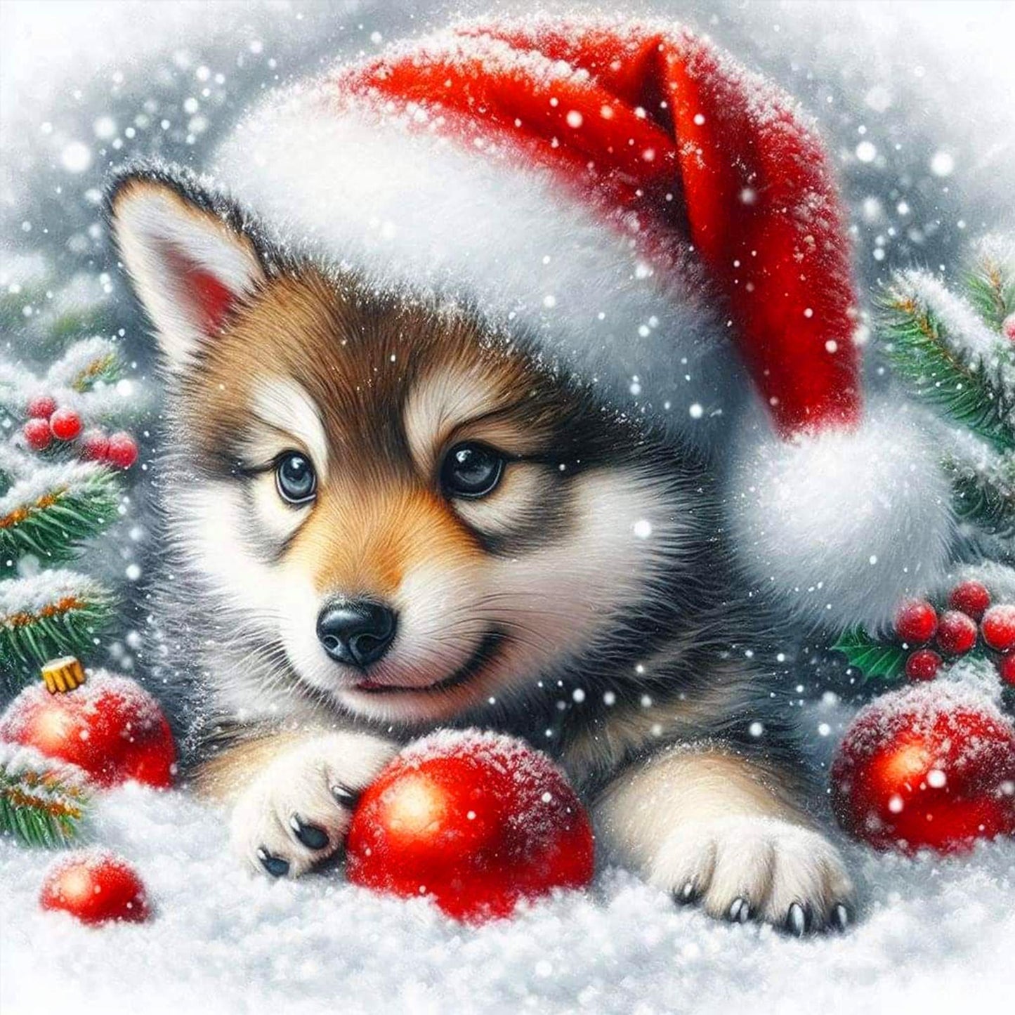 Christmas Dog - Full Round Drill Diamond Painting 40*40CM