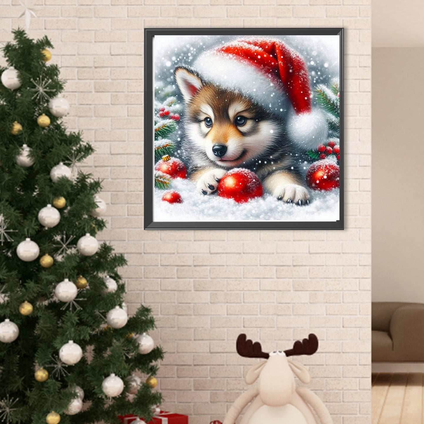 Christmas Dog - Full Round Drill Diamond Painting 40*40CM