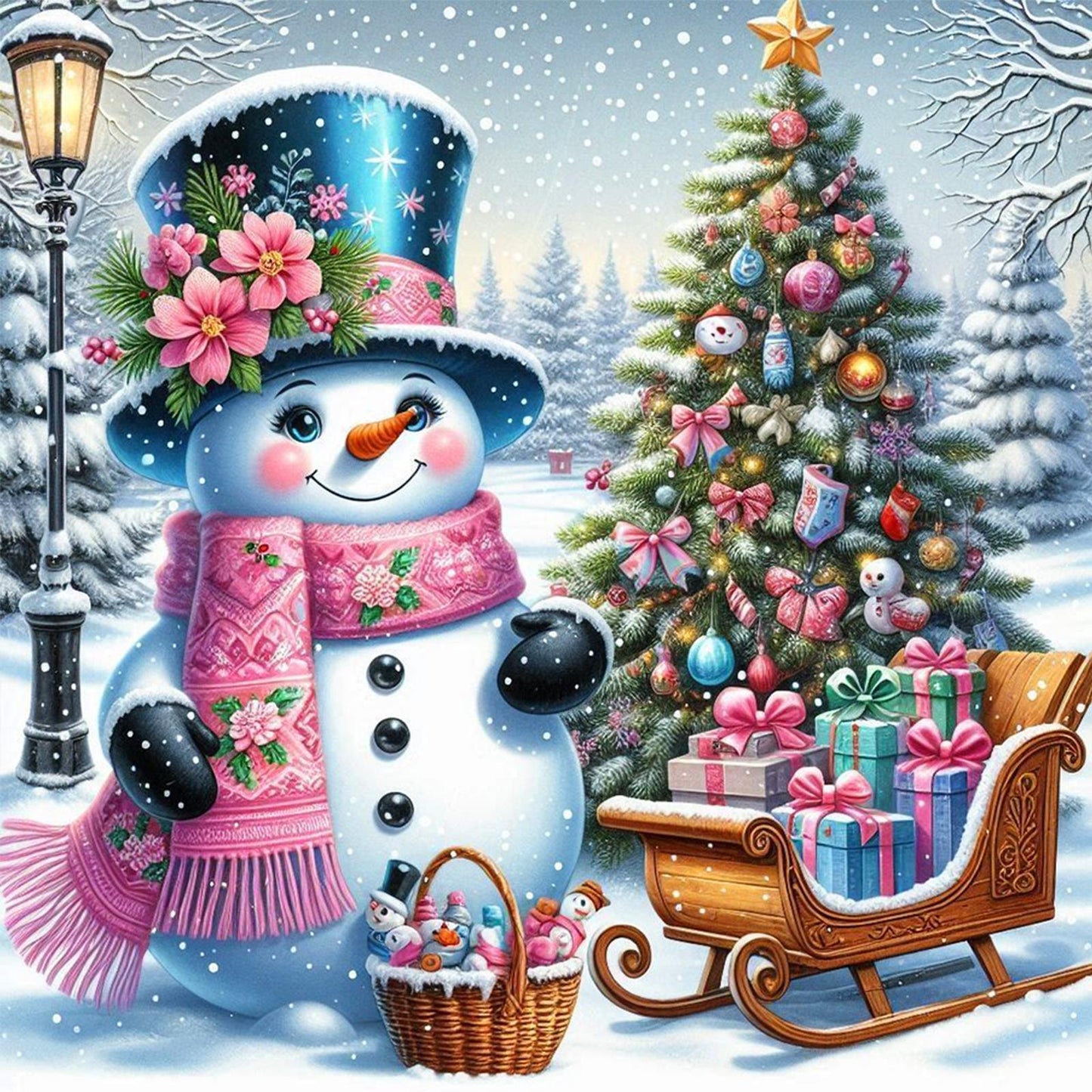 Christmas Snowman - Full Round Drill Diamond Painting 40*40CM