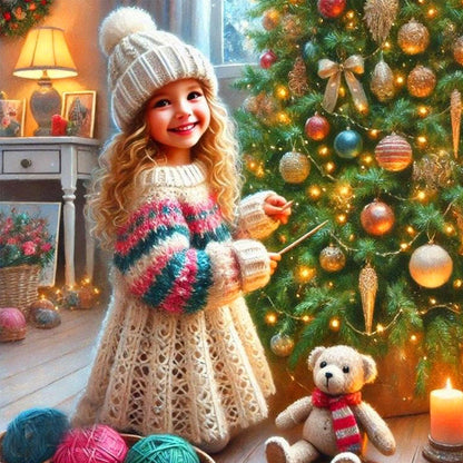Christmas Little Girl - Full Round Drill Diamond Painting 40*40CM