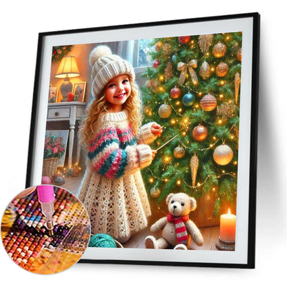 Christmas Little Girl - Full Round Drill Diamond Painting 40*40CM