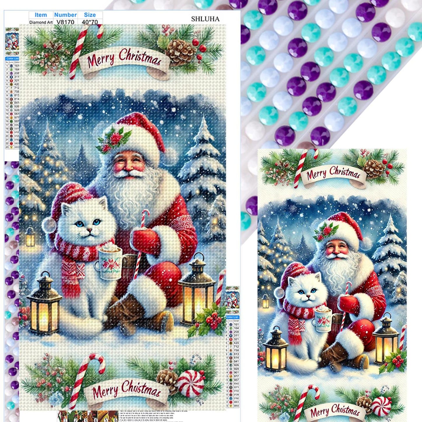 Santa Claus And Cat - Full Round Drill Diamond Painting 40*70CM