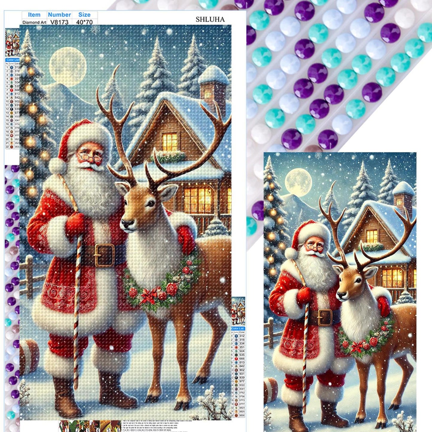 Santa Claus And Reindeer - Full Round Drill Diamond Painting 40*70CM