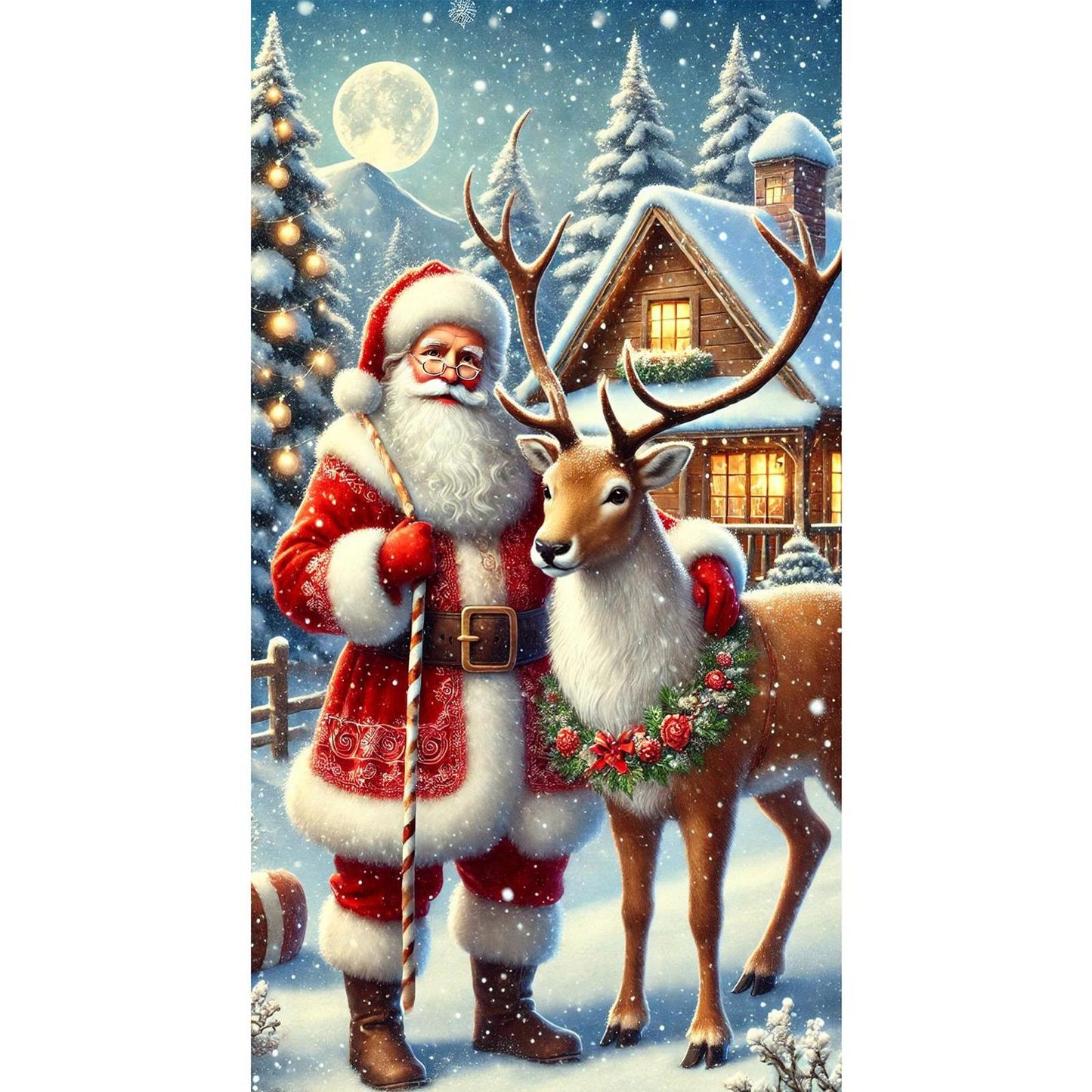 Santa Claus And Reindeer - Full Round Drill Diamond Painting 40*70CM