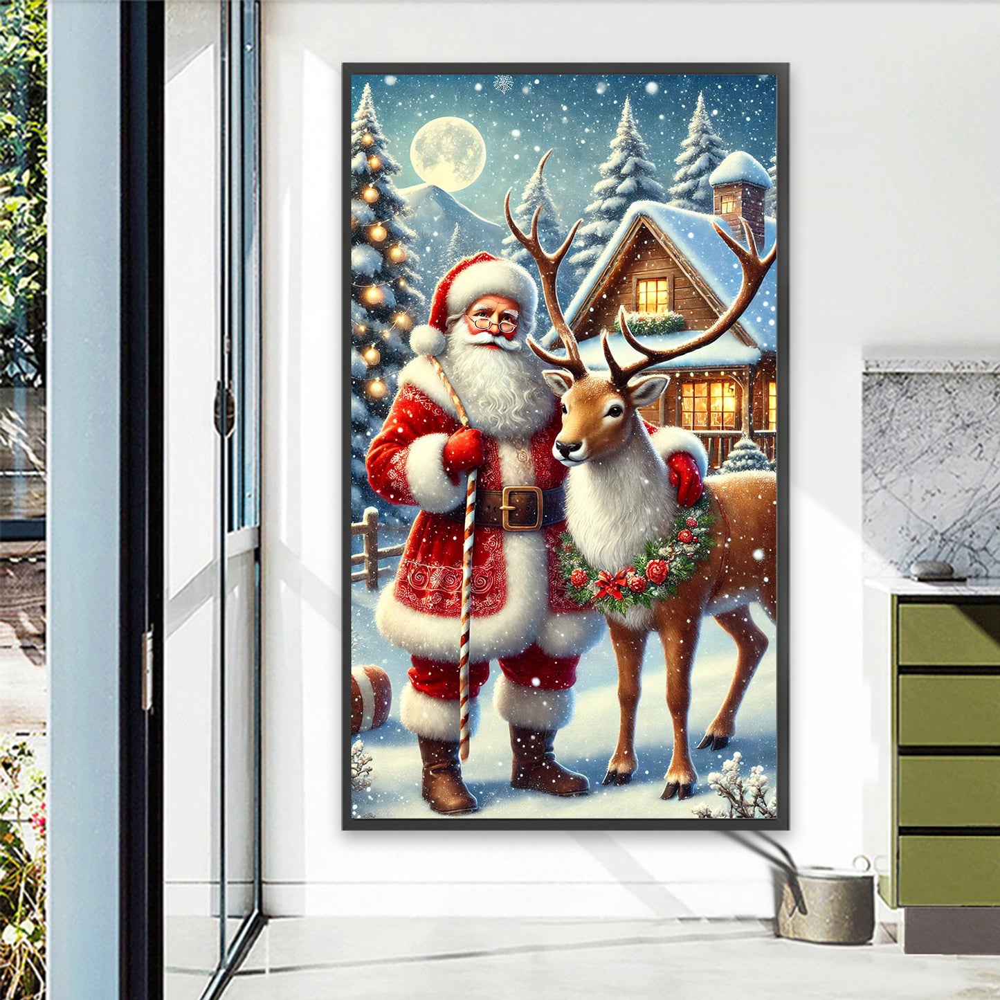 Santa Claus And Reindeer - Full Round Drill Diamond Painting 40*70CM