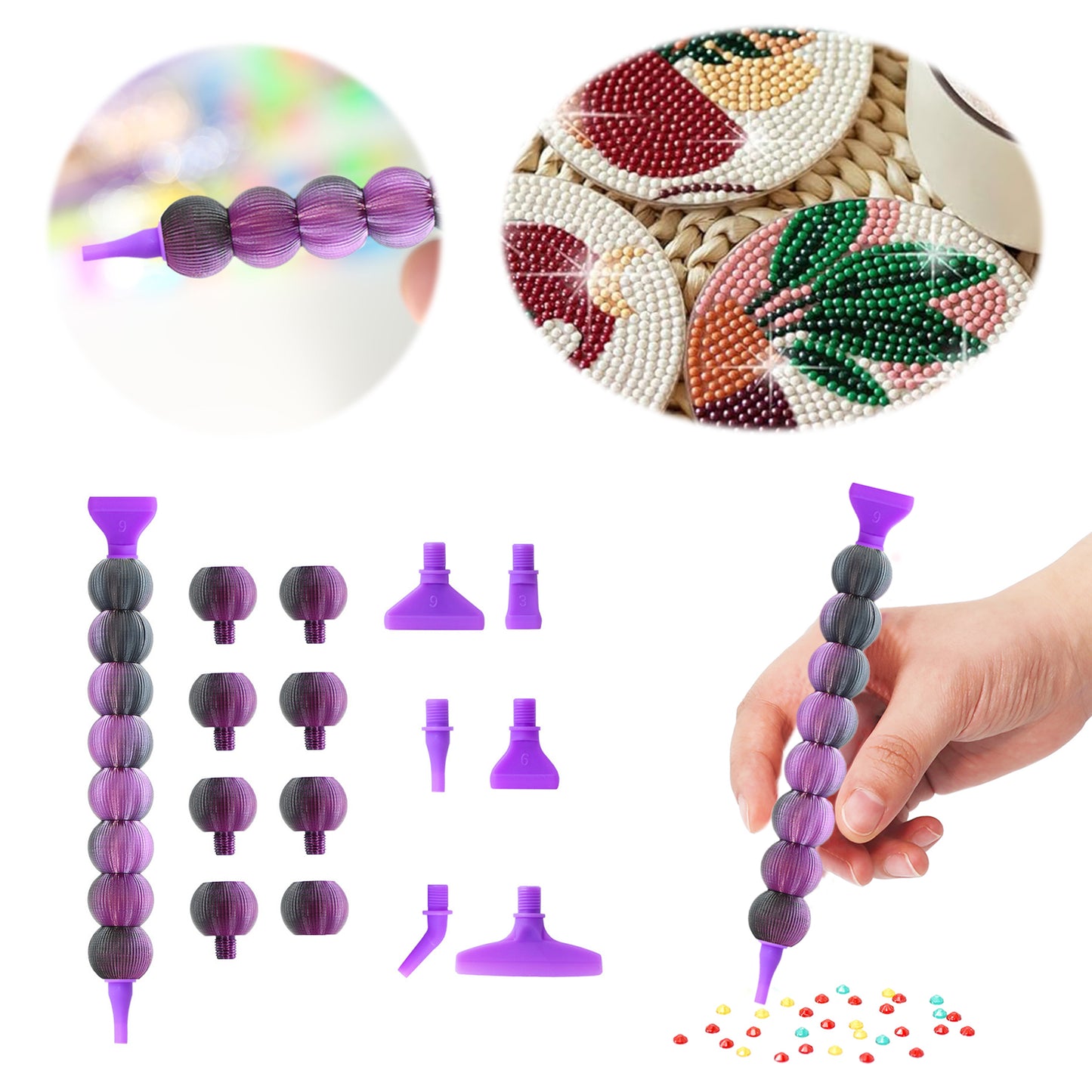 5D Diamond Painting Pen Kit Diamond Art Pen for DIY Diamond Art (Black Purple)