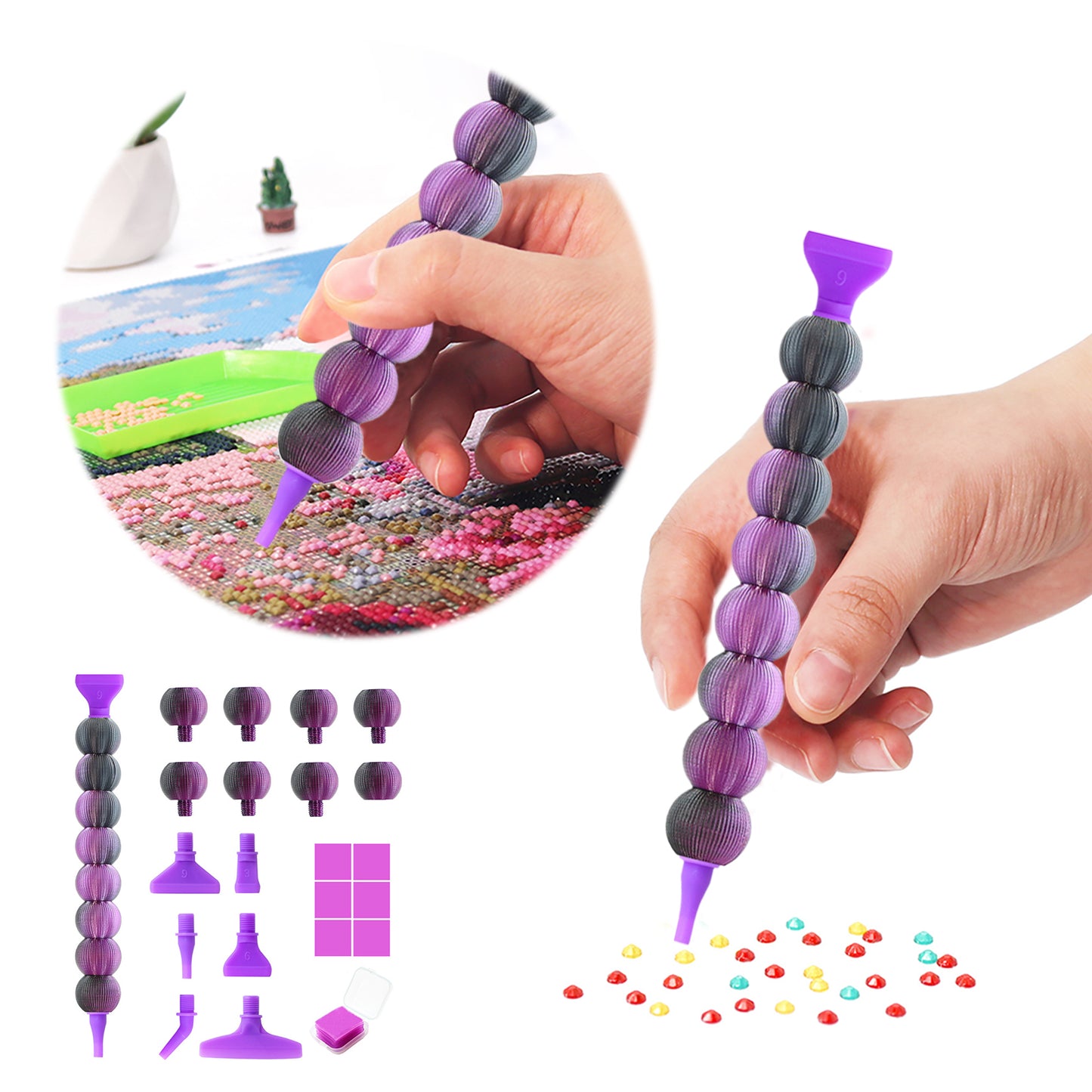 Diamond Painting Pen Diamond Art Pen 5D Diamond Painting Tools (Black Purple)