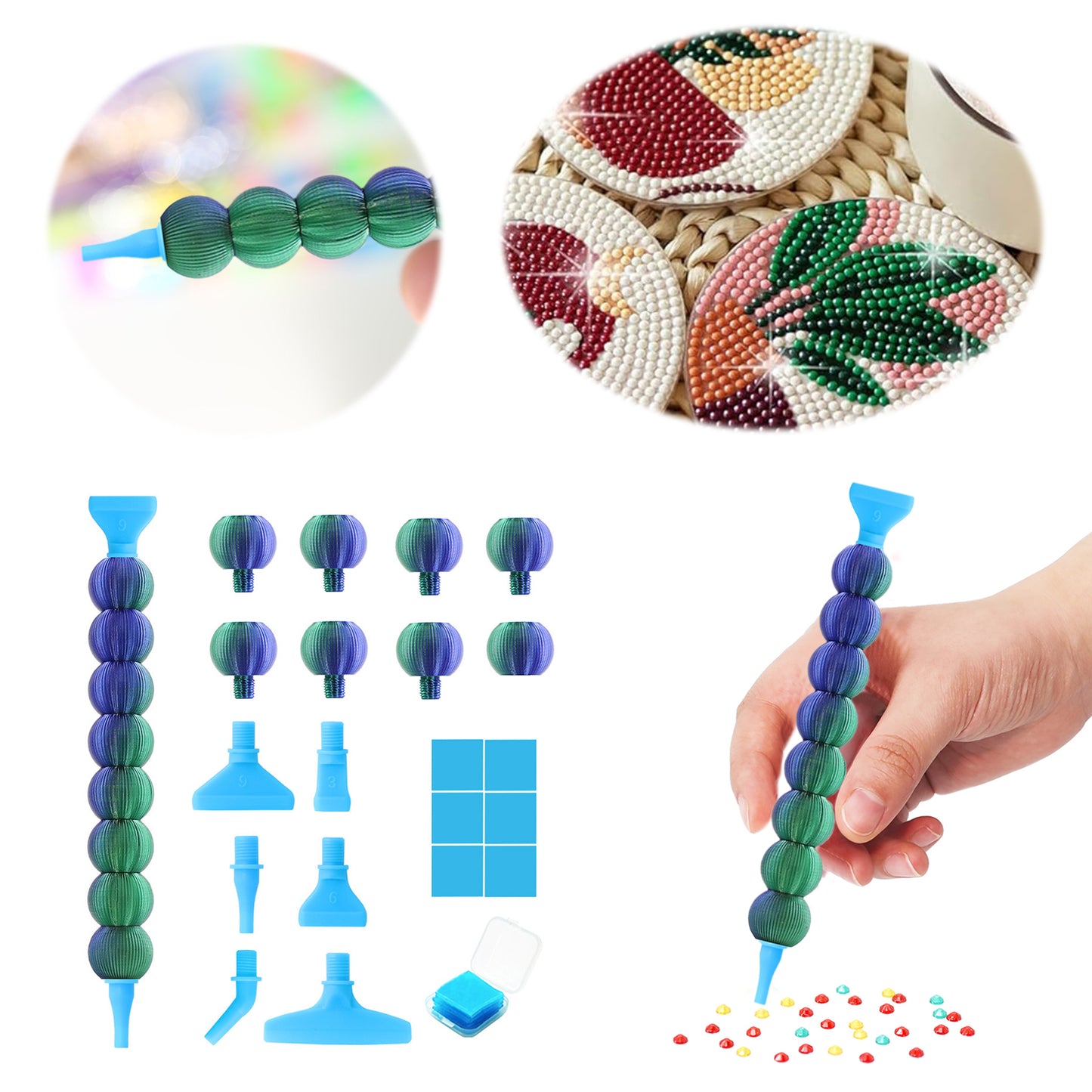 Diamond Painting Pen Diamond Art Pen 5D Diamond Painting Tools (Blue Green)